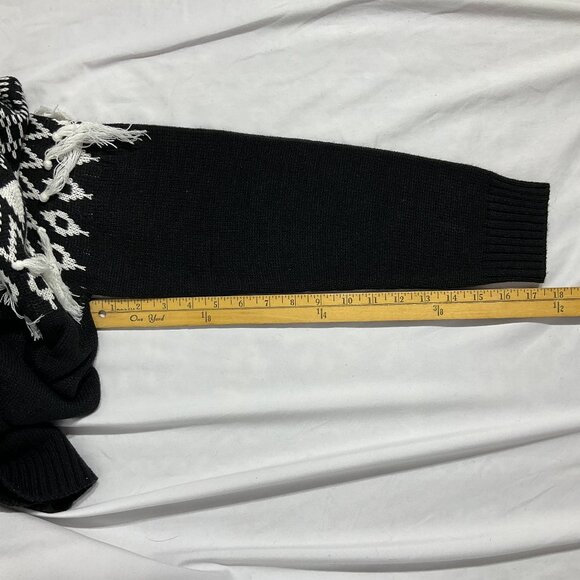 Cato Black & White Sweater Sz L with Fringe Tassels - Picture 11 of 12